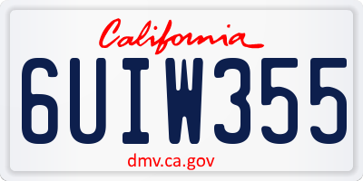 CA license plate 6UIW355