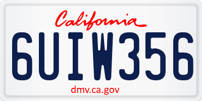 CA license plate 6UIW356