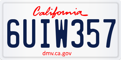 CA license plate 6UIW357