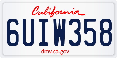 CA license plate 6UIW358