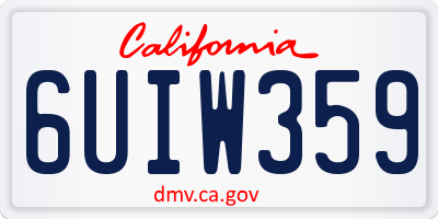 CA license plate 6UIW359