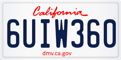 CA license plate 6UIW360