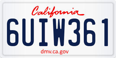 CA license plate 6UIW361