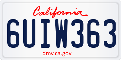CA license plate 6UIW363