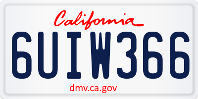 CA license plate 6UIW366