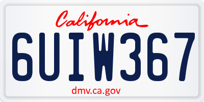 CA license plate 6UIW367