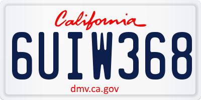 CA license plate 6UIW368