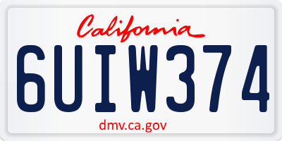 CA license plate 6UIW374