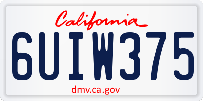 CA license plate 6UIW375