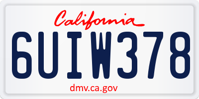 CA license plate 6UIW378