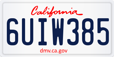 CA license plate 6UIW385