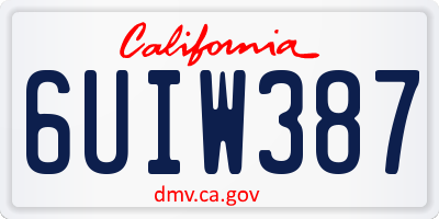 CA license plate 6UIW387