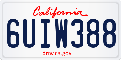 CA license plate 6UIW388