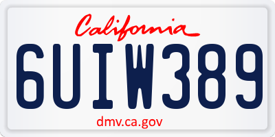 CA license plate 6UIW389