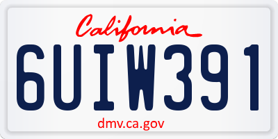CA license plate 6UIW391