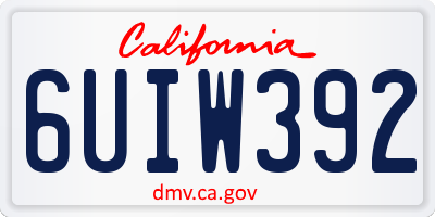 CA license plate 6UIW392