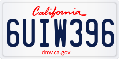 CA license plate 6UIW396