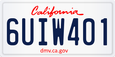 CA license plate 6UIW401