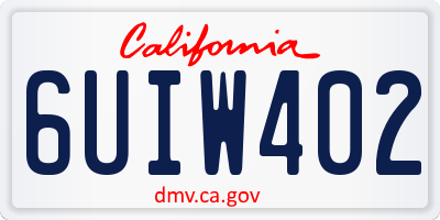 CA license plate 6UIW402