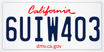 CA license plate 6UIW403