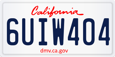 CA license plate 6UIW404