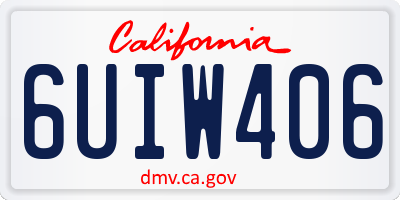 CA license plate 6UIW406