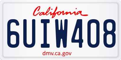 CA license plate 6UIW408