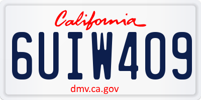 CA license plate 6UIW409
