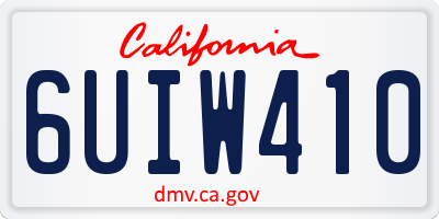 CA license plate 6UIW410