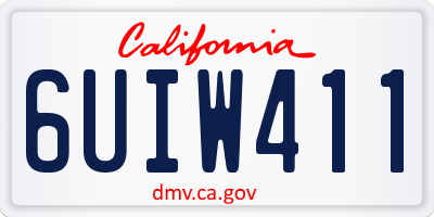CA license plate 6UIW411