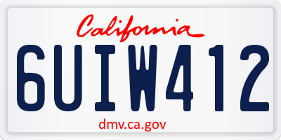 CA license plate 6UIW412