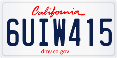 CA license plate 6UIW415