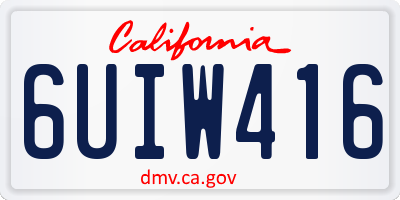 CA license plate 6UIW416
