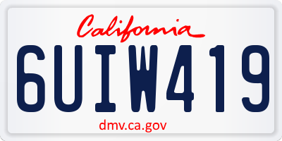 CA license plate 6UIW419