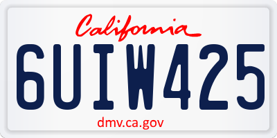 CA license plate 6UIW425
