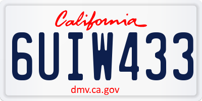 CA license plate 6UIW433