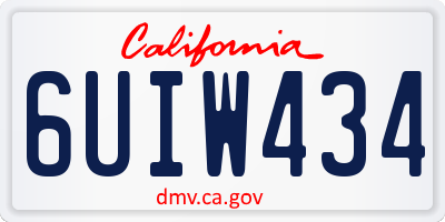 CA license plate 6UIW434