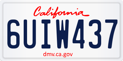 CA license plate 6UIW437
