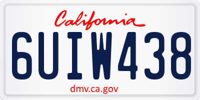 CA license plate 6UIW438