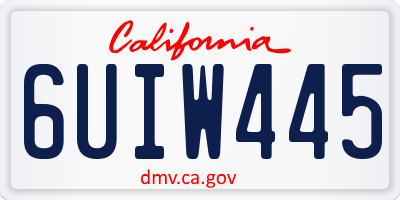 CA license plate 6UIW445