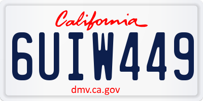 CA license plate 6UIW449
