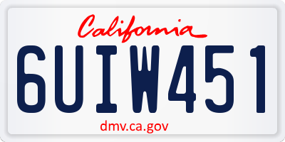 CA license plate 6UIW451