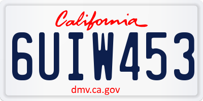 CA license plate 6UIW453