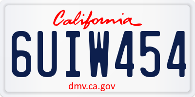 CA license plate 6UIW454