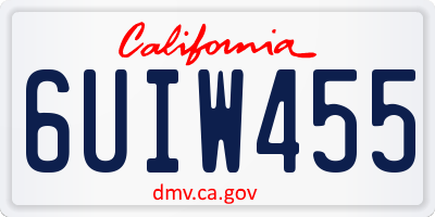 CA license plate 6UIW455
