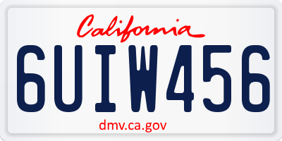 CA license plate 6UIW456
