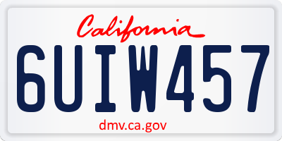 CA license plate 6UIW457