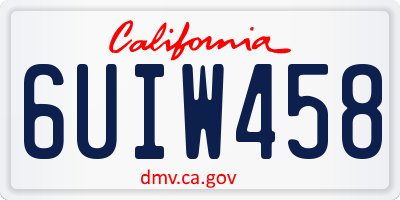CA license plate 6UIW458