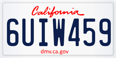 CA license plate 6UIW459