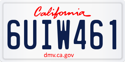 CA license plate 6UIW461